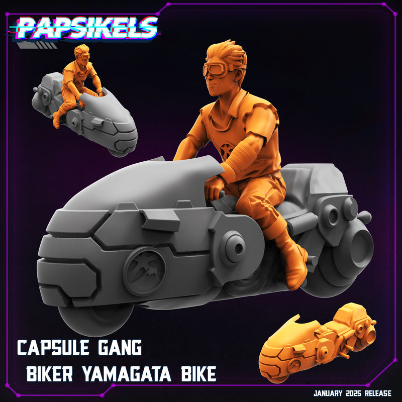 Capsule Gang Biker w/ Bike Miniatures | Cyberpunk | Papsikels