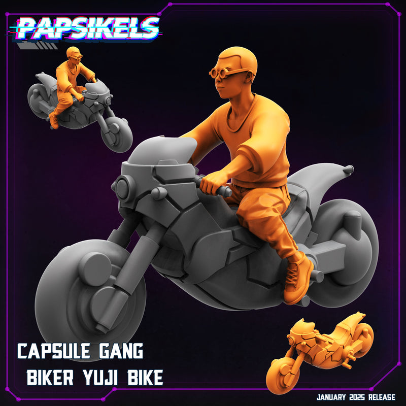 Capsule Gang Biker w/ Bike Miniatures | Cyberpunk | Papsikels