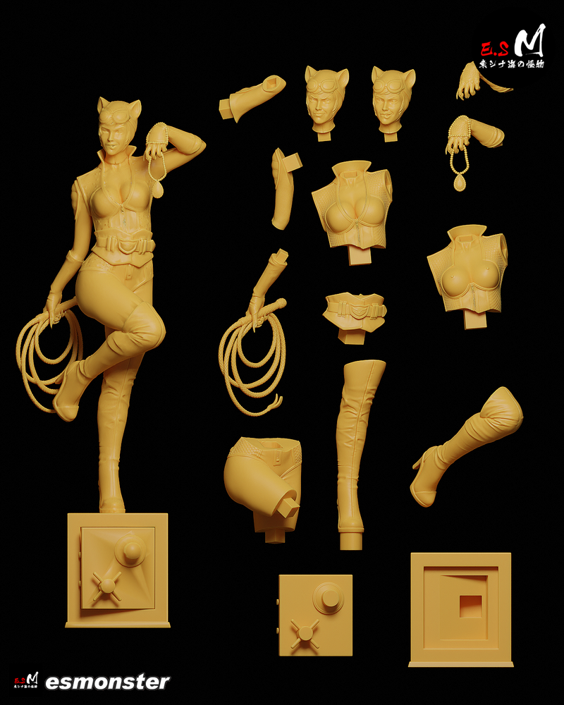 Cat Woman | Pin-Up Statue Fan Art Miniature Unpainted | E.S Monster