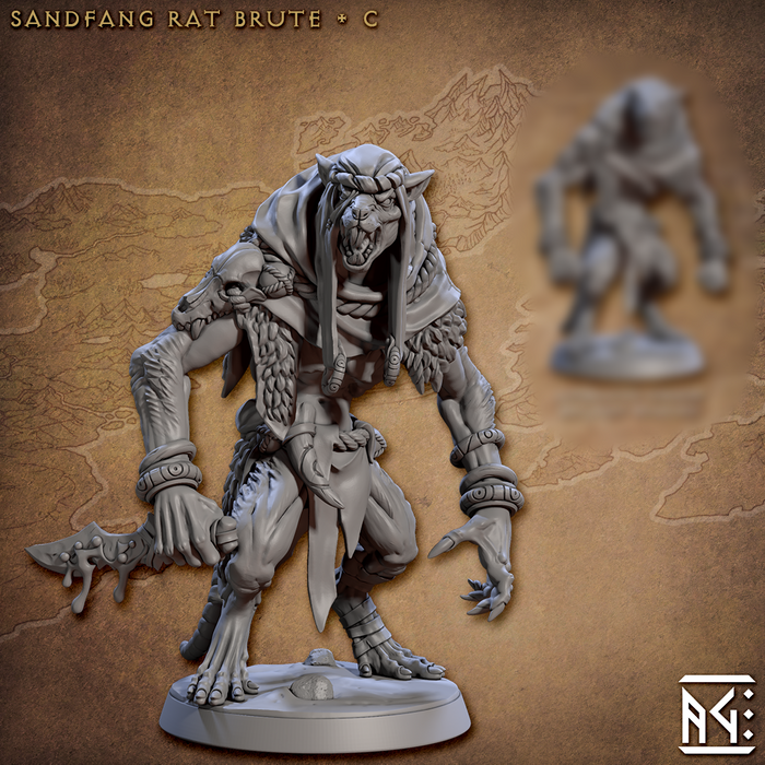 Brute C | Sandfang Ratkin | Fantasy D&D Miniature | Artisan Guild