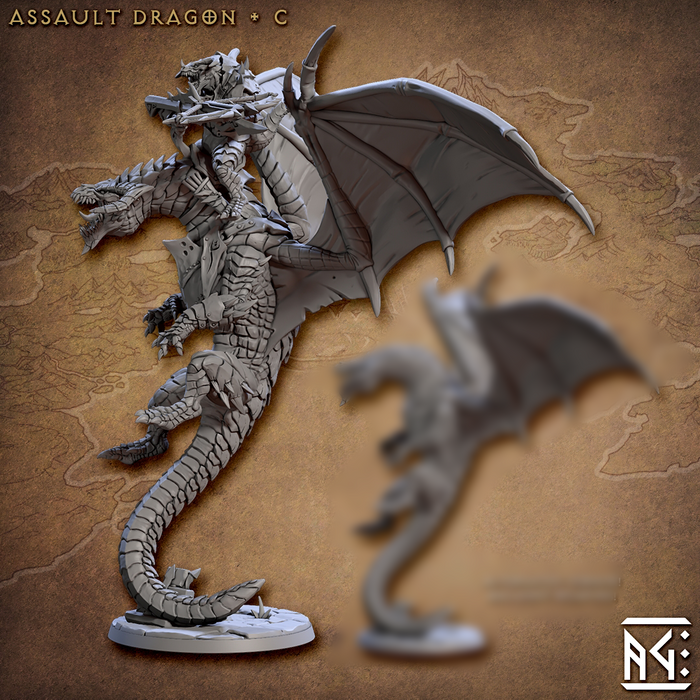 Assault Dragon Rider C | Draconian Scourge | Fantasy D&D Miniature | Artisan Guild