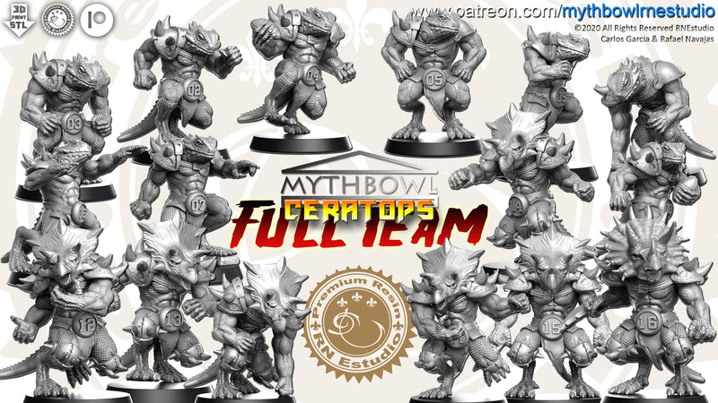 Ceratops Miniatures (Full Team) | Mythbowl | Fantasy Miniature | RN Estudio TabletopXtra