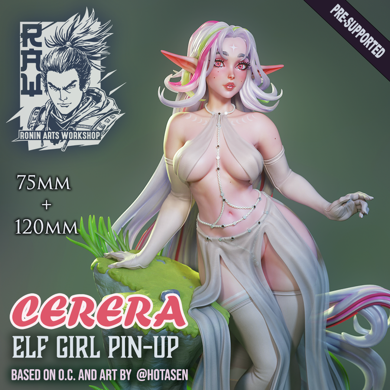 Elf Cerera | Pin-Up Statue Fan Art Miniature Unpainted | Ronin Arts Workshop