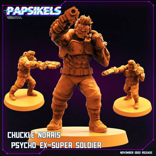 Chuckle Norris Psycho Ex-Super Soldier | Cyberpunk | Sci-Fi Miniature | Papsikels TabletopXtra