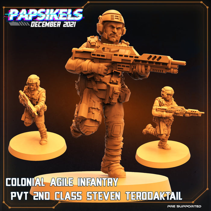 Colonial Agile Infantry PVT 2nd class Steven Terodaktail | Dropship Troopers | Sci-Fi Miniature | Papsikels TabletopXtra