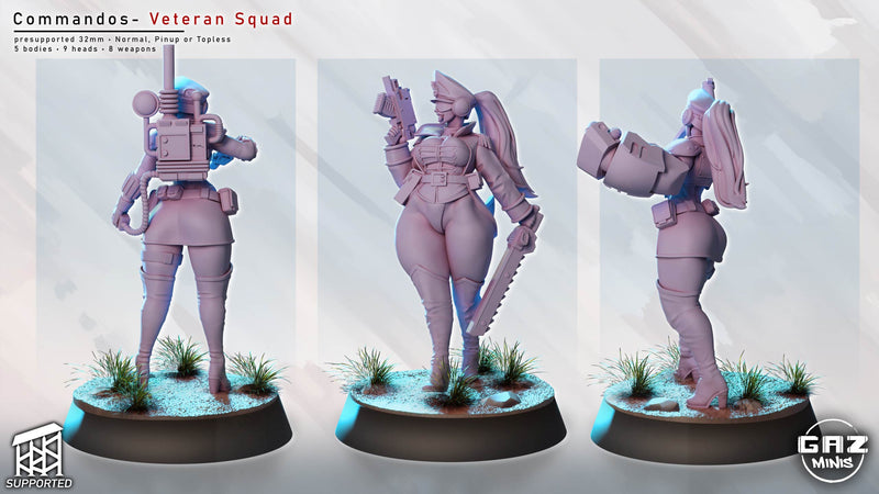Commando Veterans Squad Miniatures | Fantasy Pin-Up | Gaz Minis