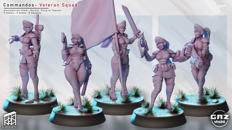 Commando Veteran Squad Miniatures | Sci-Fi Pin-Up | Gaz Minis