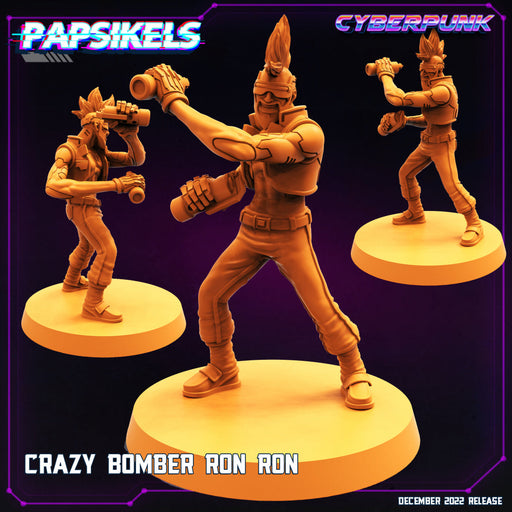 Crazy Bomber Ron Ron | Cyberpunk | Sci-Fi Miniature | Papsikels TabletopXtra