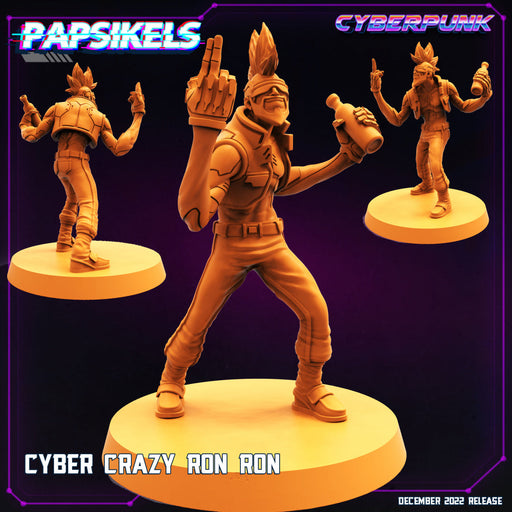 Cyber Crazy Ron Ron | Cyberpunk | Sci-Fi Miniature | Papsikels TabletopXtra