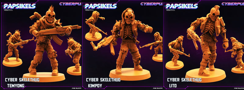 Cyber Skelepunk Miniatures | Skelepunk Gang Wars | Sci-Fi Miniature | Papsikels TabletopXtra