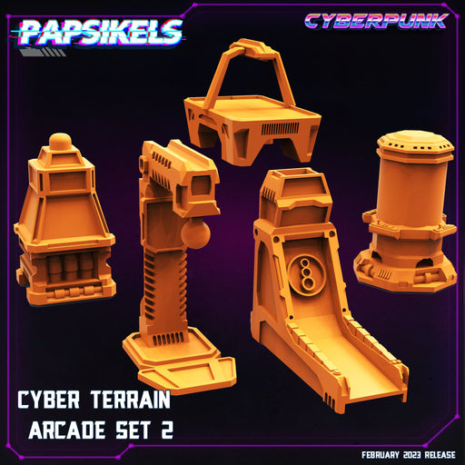 Cyber Terrain Arcade Set 2 | Cyberpunk | Sci-Fi Miniature | Papsikels TabletopXtra