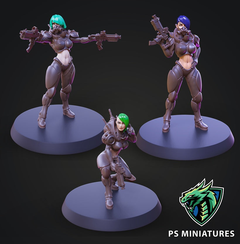 Cyberpunk Mercenary Miniatures | Sci- Fi Miniature | PS Miniatures ...