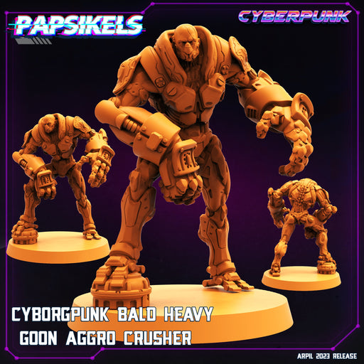 Cyborgpunk Bald Heavy Goon Aggro Crusher | Cyberpunk | Sci-Fi Miniature | Papsikels TabletopXtra