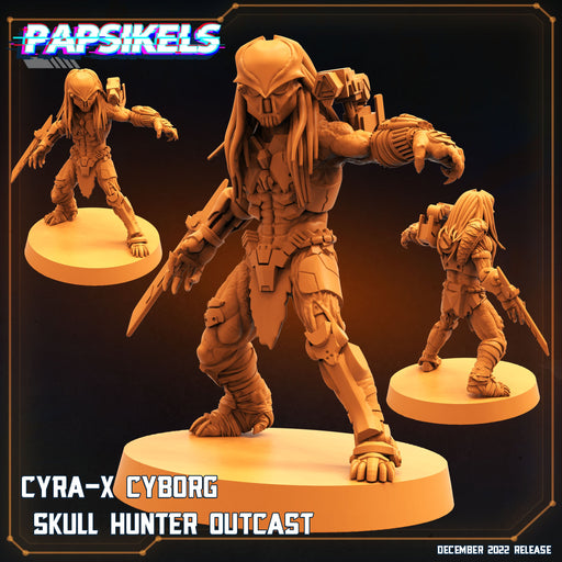 Cyra-X Cyborg Skull Hunter Outcast | The Exterminator | Sci-Fi Miniature | Papsikels TabletopXtra