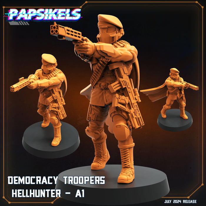 Democracy Trooper Hellhunter Miniatures | Aliens Vs Humans VII Resurgence | Sci-Fi Miniature | Papsikels