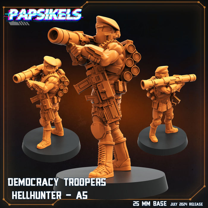 Democracy Trooper Hellhunter Miniatures | Aliens Vs Humans VII Resurgence | Sci-Fi Miniature | Papsikels