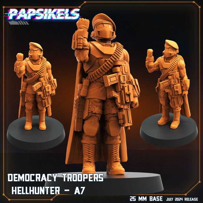 Democracy Trooper Hellhunter Miniatures | Aliens Vs Humans VII Resurgence | Sci-Fi Miniature | Papsikels