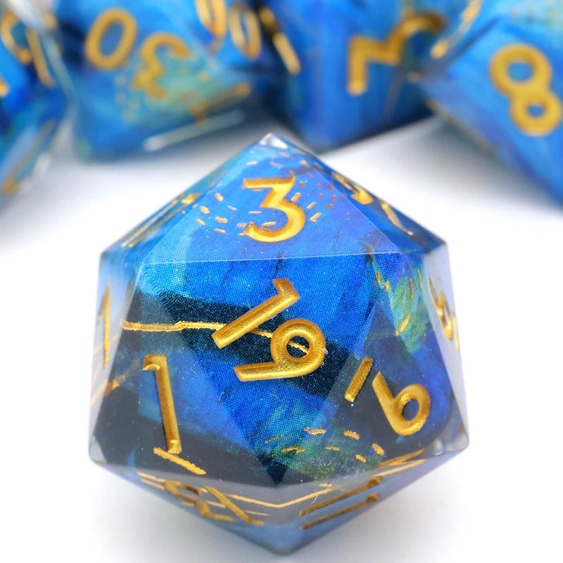 Astral Tide | Sharp Edge Dice | Resin | 7 Piece Set