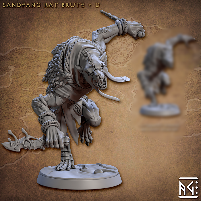 Brute D | Sandfang Ratkin | Fantasy D&D Miniature | Artisan Guild