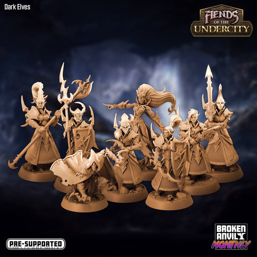 Dark Elf Miniatures | Fiends of the Undercity | Tabletop RPG Miniature TabletopXtra