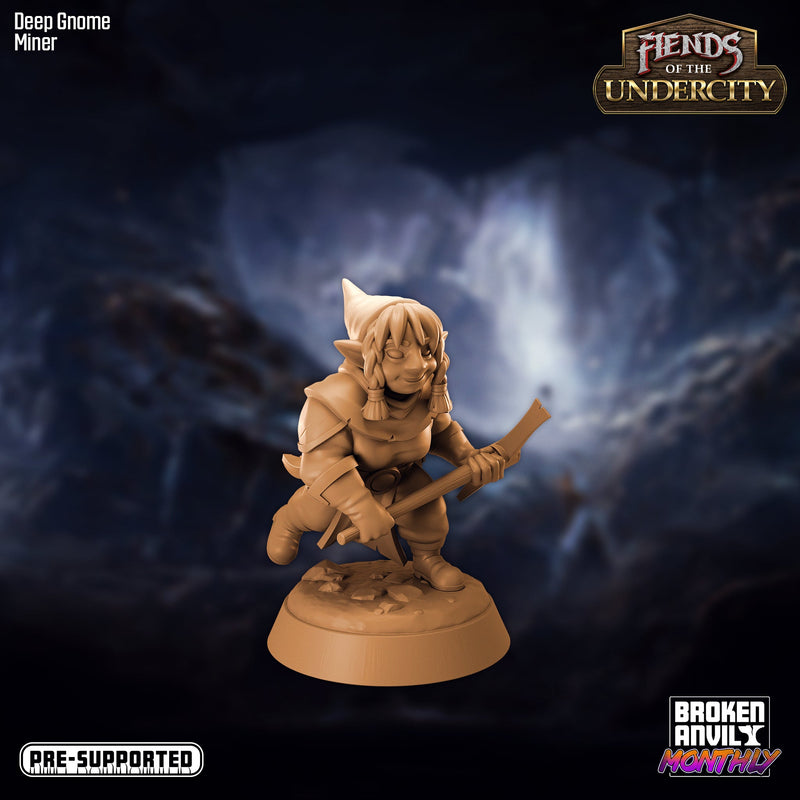 Deep Gnome Miner | Fiends of the Undercity | Tabletop RPG Miniature TabletopXtra