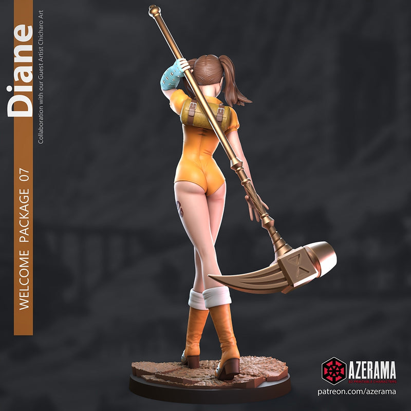 Diane | Pin-Up Statue Fan Art Miniature Unpainted | Azerama