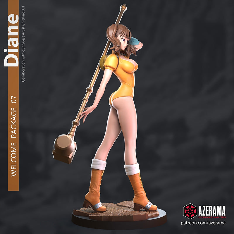 Diane | Pin-Up Statue Fan Art Miniature Unpainted | Azerama