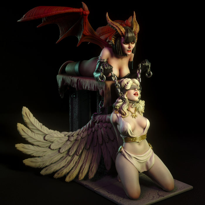 Demon Dom & Angel | Pin-Up Statue Fan Art Miniature Unpainted | Torrida Minis