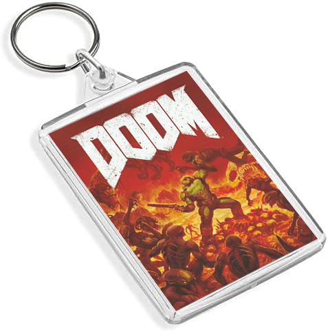 Doom Inspired Game Cover Art Keyring - Dual Sided Box Art