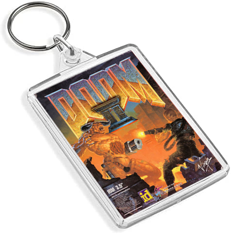 Classic Doom Inspired Game Cover Art Keyring - Dual Sided Box Art