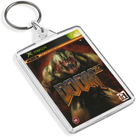 Doom Inspired Game Cover Art Keyring - Dual Sided Box Art