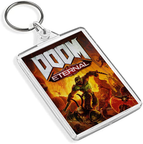 Doom Inspired Game Cover Art Keyring - Dual Sided Box Art