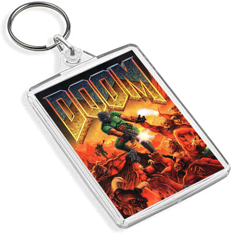 Classic Doom Inspired Game Cover Art Keyring - Dual Sided Box Art