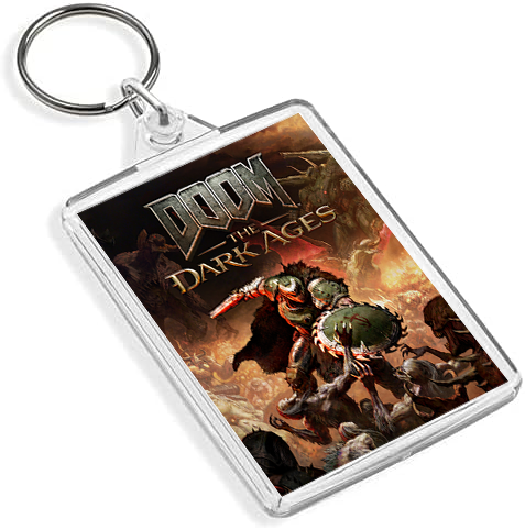 Doom Inspired Game Cover Art Keyring - Dual Sided Box Art