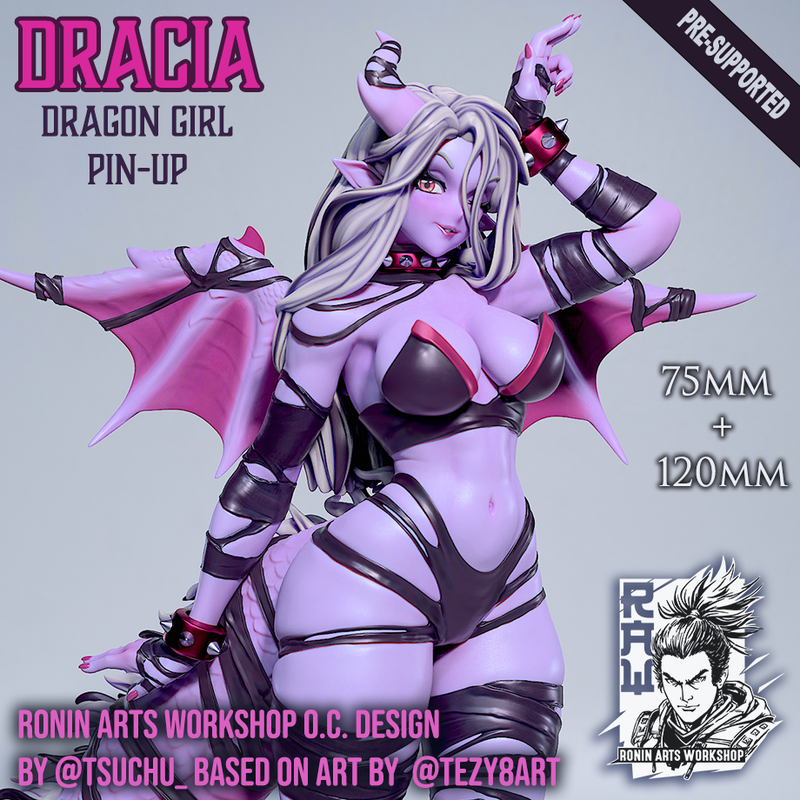 Dragon Girl Dracia | Pin-Up Statue Fan Art Miniature Unpainted | Ronin Arts Workshop