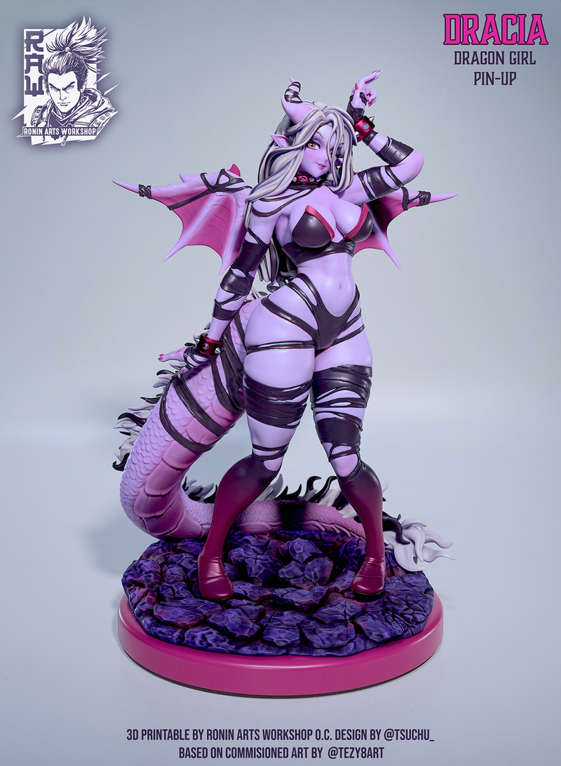 Dragon Girl Dracia | Pin-Up Statue Fan Art Miniature Unpainted | Ronin Arts Workshop