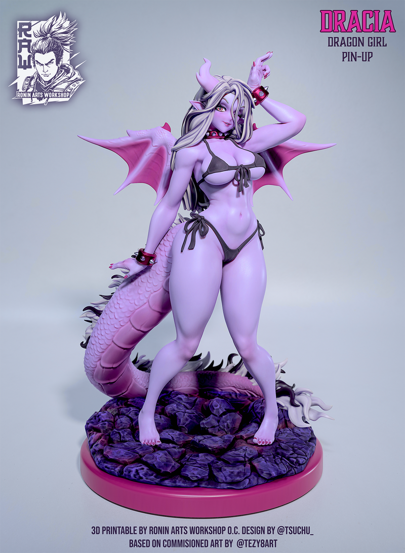Dragon Girl Dracia | Pin-Up Statue Fan Art Miniature Unpainted | Ronin Arts Workshop