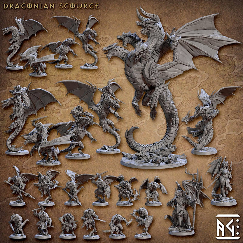 Draconian Scourge Miniatures (Full Set) | Fantasy D&D Miniature | Artisan Guild