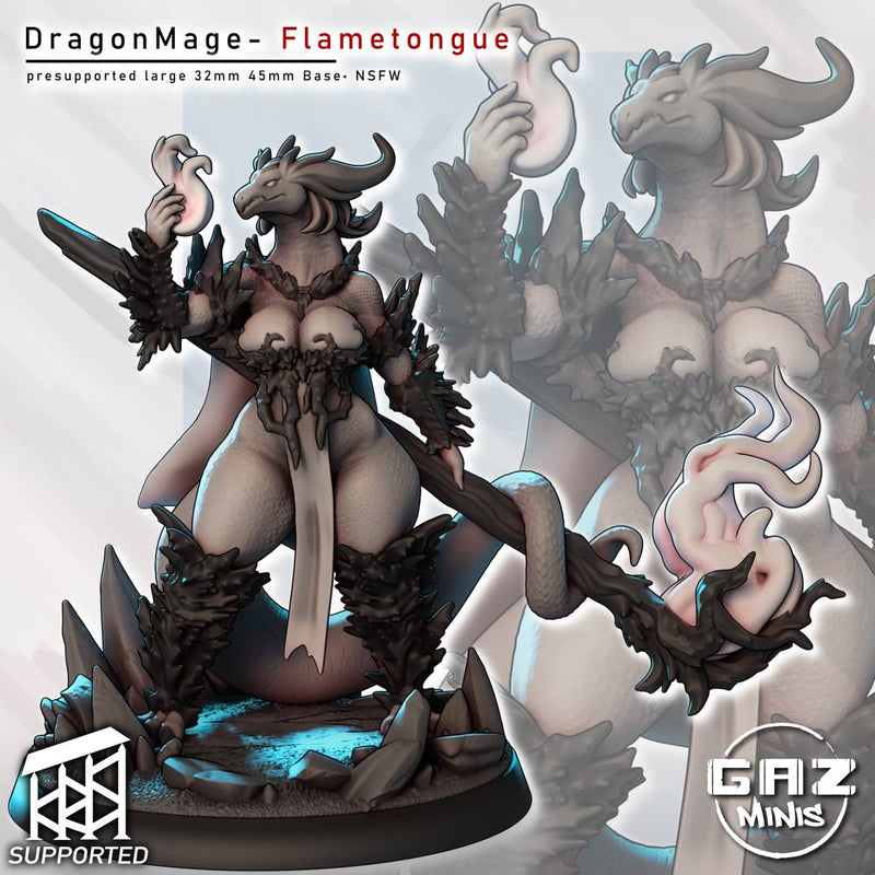 Dragon Mage Flametongue | Fantasy Pin-Up Miniature | Gaz Minis