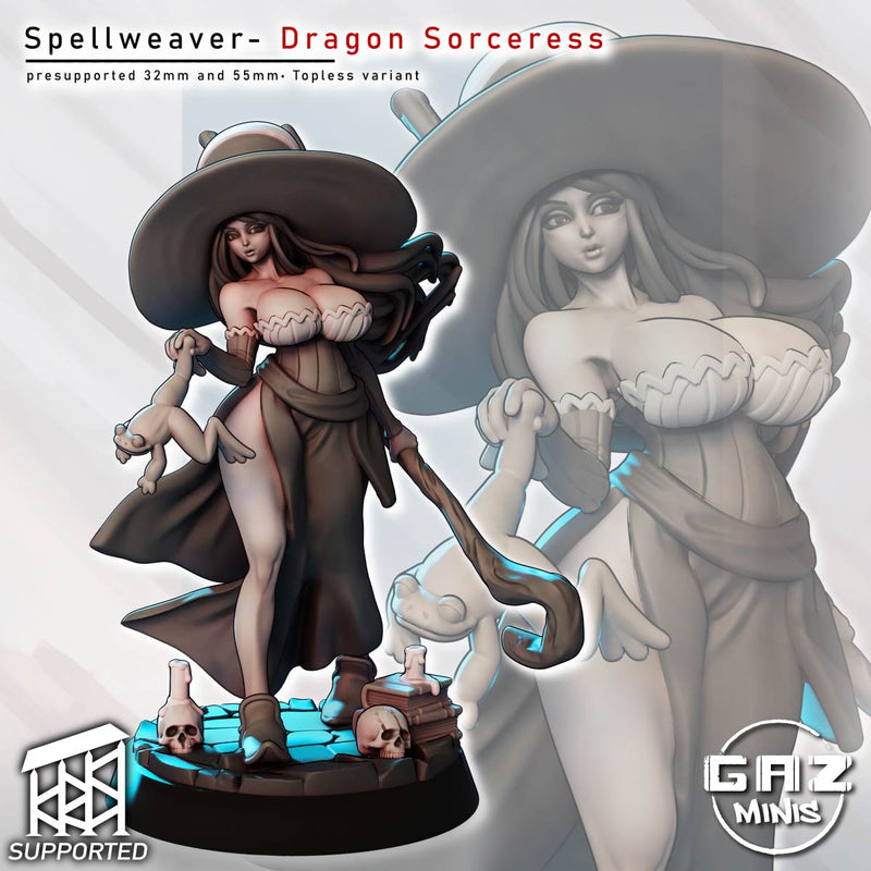 Dragon Sorceress Spellweaver | Fantasy Pin-Up | Gaz Minis