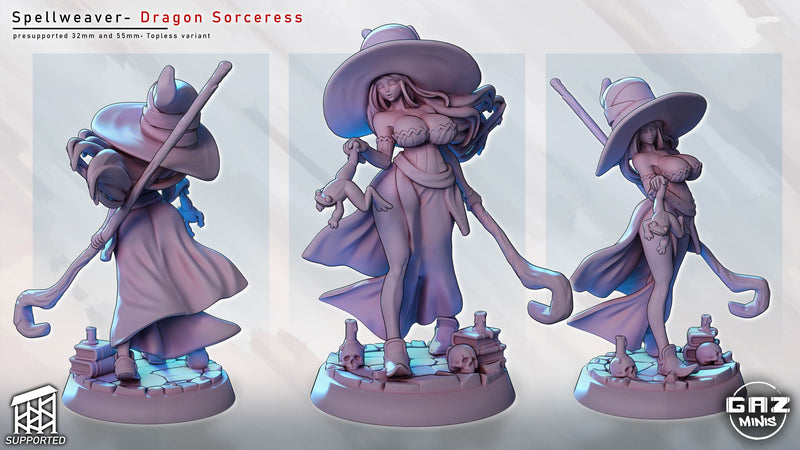 Dragon Sorceress Spellweaver | Fantasy Pin-Up | Gaz Minis