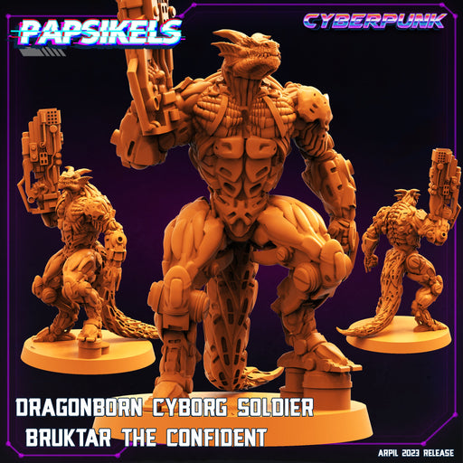 Dragonborn Cyborg Bruktar The Confident | Cyberpunk | Sci-Fi Miniature | Papsikels TabletopXtra
