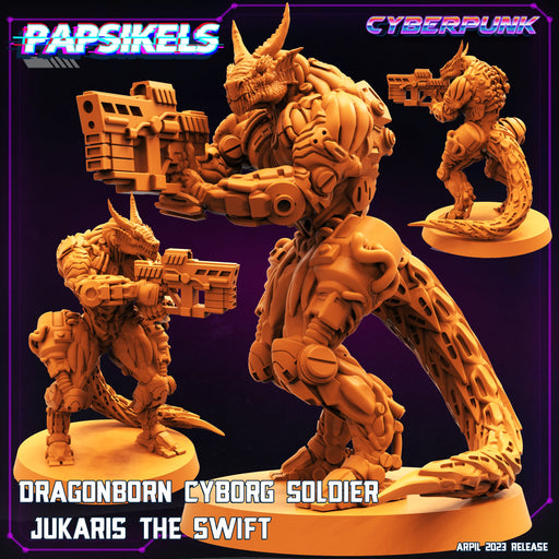Dragonborn Cyborg Jukaris The Swift | Cyberpunk | Sci-Fi Miniature | Papsikels TabletopXtra