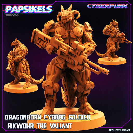 Dragonborn Cyborg Rikwohr The Valiant | Cyberpunk | Sci-Fi Miniature | Papsikels TabletopXtra