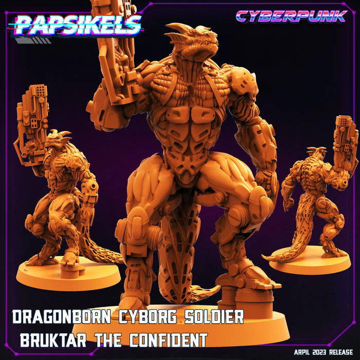 Dragonborn Cyborg Soldier Miniatures | Cyberpunk | Sci-Fi Miniature | Papsikels TabletopXtra
