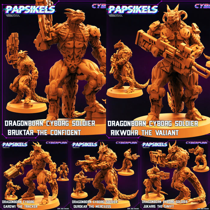 Dragonborn Cyborg Soldier Miniatures | Cyberpunk | Sci-Fi Miniature | Papsikels TabletopXtra