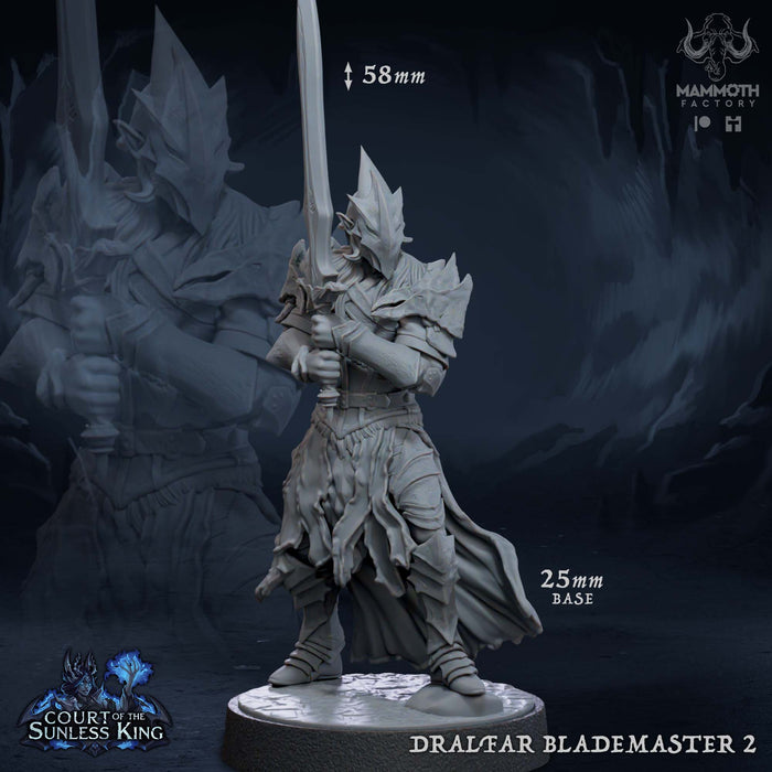 Dralfar Blademaster 2 | Court of the Sunless King | Fantasy Tabletop Miniature | Mammoth Factory