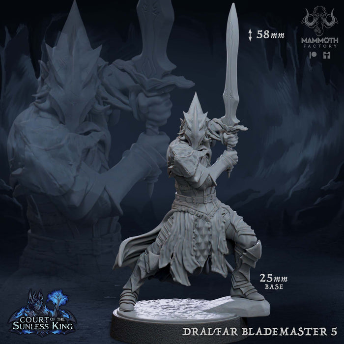 Dralfar Blademaster 5 | Court of the Sunless King | Fantasy Tabletop Miniature | Mammoth Factory