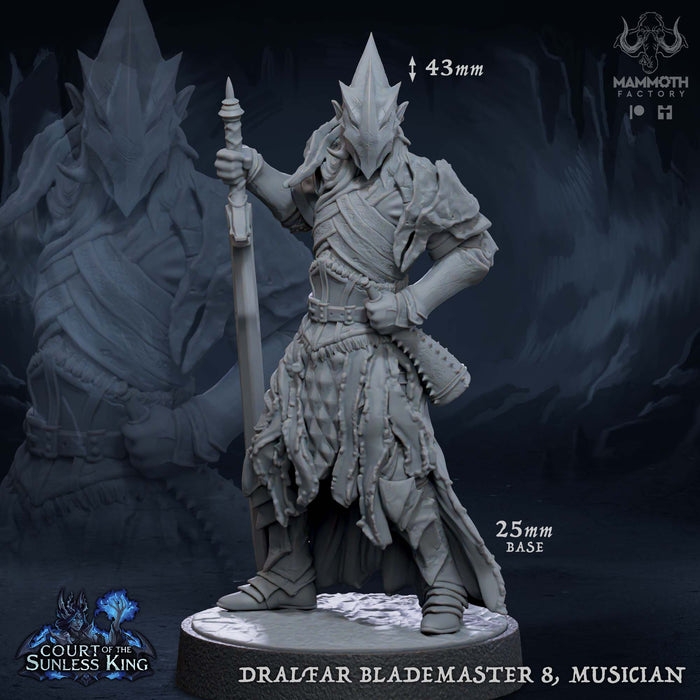 Dralfar Blademaster 8 | Court of the Sunless King | Fantasy Tabletop Miniature | Mammoth Factory