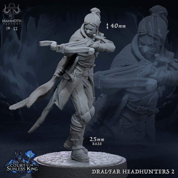 Dralfar Headhunter 2 | Court of the Sunless King | Fantasy Tabletop Miniature | Mammoth Factory